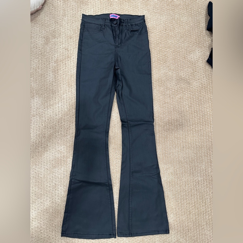 NEVER WORN LEATHER FLARE PANTS!! Super cute